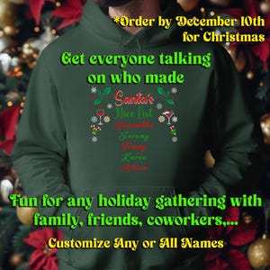 Schöne Liste des Weihnachtsmanns - Wein Martini Erwachsenen-Thema Design, personalisierte Namen, Unisex Heavy Blend ™ Kapuzen-Sweatshirt