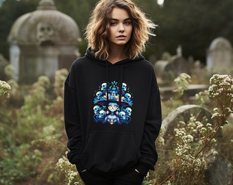 Bluza z kapturem Blue Witch with Skulls, Unisex Heavy Blend™