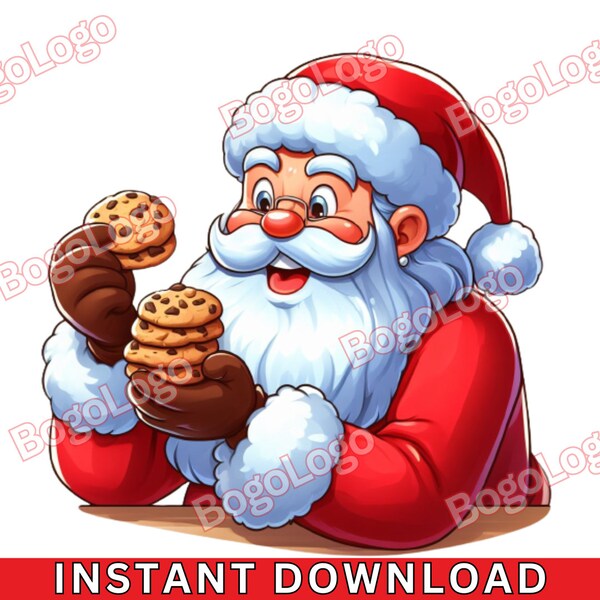 Santa Clause PNG | Santa Cookies | Chocolate Chip Cookies | Christmas Decor | Christmas PNG | SVG | Santa Beard |  Instant Download