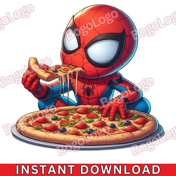 Spidey Pizza Love PNG | Pizza Lover | Spidey PNG | Pepperoni Pizza PNG | Spidey Eating Pizza | Instant Download