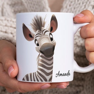 Personalised Zebra Mug, Personalised Mug For Her, Zebra Mug, Personalised Mug for Kids, Zebra Gifts, Zebra Gift For Her