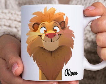 Personalised Lion Mug, Personalised Mug For Her, Lion Gifts For Kids, Personalised Mug for Kids, Adorable Lion, Lion Mug For Kids