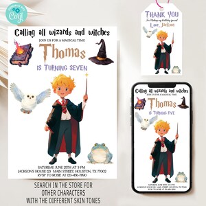 Editable Wizard Birthday Party Invite, Wizard Birthday Invite, Magical Birthday Invite, Magic School Birthday Party, Blonde Wizard Invite