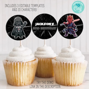 Editable Star Wars Cupcake Toppers: Party Decorations (Digital Download)