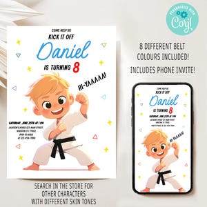 Editable Karate Birthday Invitation, Martial Arts Birthday Invite, Taekwondo Birthday Invite, Judo Themed Birthday invite, Ninja Invite