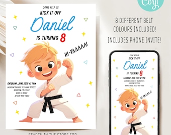 Karate Birthday Invitation: Martial Arts Party, Editable Template (Digital Download 5x7"/1080x1920 px )