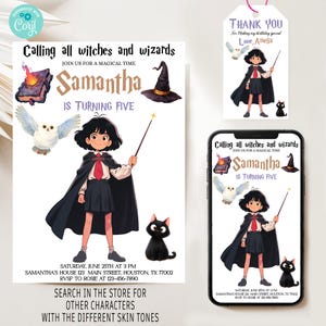 Faire-part d&#39;anniversaire sorcier modifiable, invitation d&#39;anniversaire de sorcière, invitation d&#39;anniversaire magique, fête d&#39;anniversaire d&#39;école de magie, invitation de sorcier