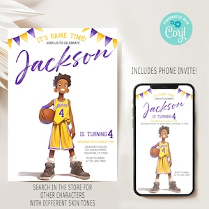 Bearbeitbare Basketball-Einladung, Basketball-Geburtstags-Einladung, Kids Slam Dunk Sport-Geburtstags-Einladung, Sport-Themen-Einladung für Jungen, NBA