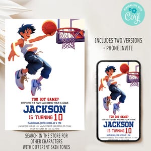 Basketball Birthday Party Invitation, NBA Party Invite, Basketball Boy Invite, Sports Theme Party Invite, ANY AGE Basketball Party Invite