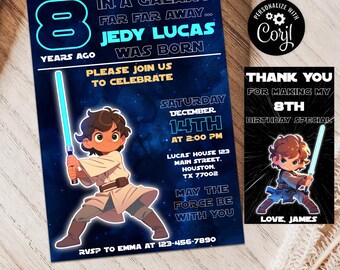 Editable Star War Birthday Invitation, Star Wars Invite For Boy, Jedi Birthday Invite, Star Wars Party, SW1