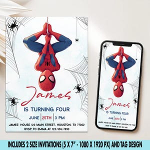 Modelo de convite de aniversário editável do Homem-Aranha, convite para celular do Homem-Aranha, cartão do Homem-Aranha, convite digital para festa infantil, convite do Homem-Aranha, SM1