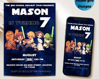 Editable Star Wars Birthday Invitation: Jedi Theme Party (Digital Download)