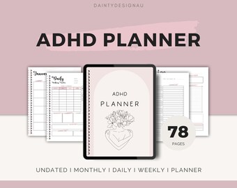 I ADHD Undated Digital Planner I PDF for iPad, Goodnotes & Android I Self care I