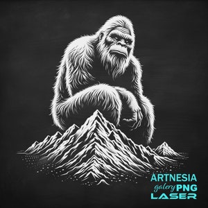 Bigfoot v2 PNG Laser engraving file for Slate Coaster, Laser ready Design, Slate Coaster Engraved, CNC router files
