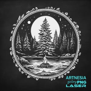 Lano pine PNG Laser engraving file for Slate Coaster, Laser ready Design, Slate Coaster Engraved, CNC router files