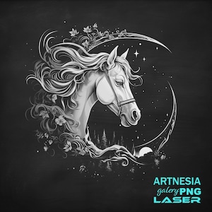 Horse moon PNG Laser engraving file for Slate Coaster, Laser ready Design, Slate Coaster Engraved, CNC router files