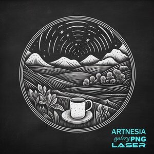 Cup Of Tea PNG Laser engraving file for Slate Coaster, Laser ready Design, Slate Coaster Engraved, CNC router files