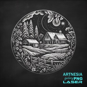 Farming Scene PNG Laser engraving file for Slate Coaster, Laser ready Design, Slate Coaster Engraved, CNC router files