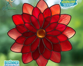 Dahlia stained glass pattern - Etsy 日本