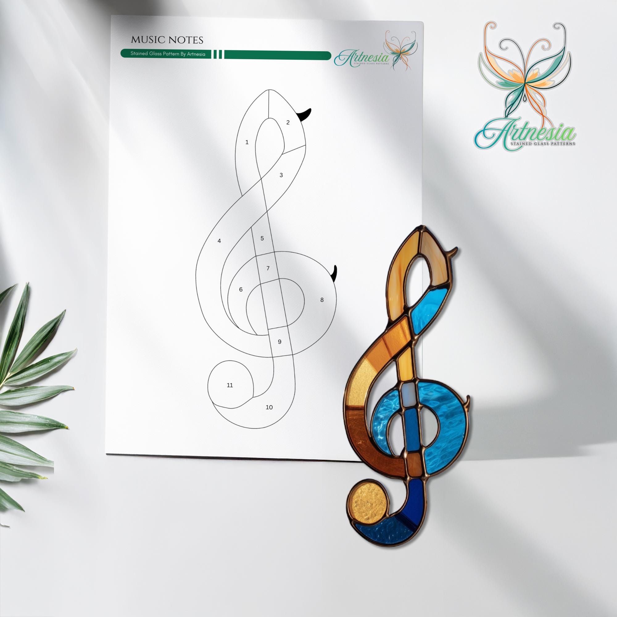 Music Notes Stained Glass Pattern, Musical Note Suncatcher, Stained ...