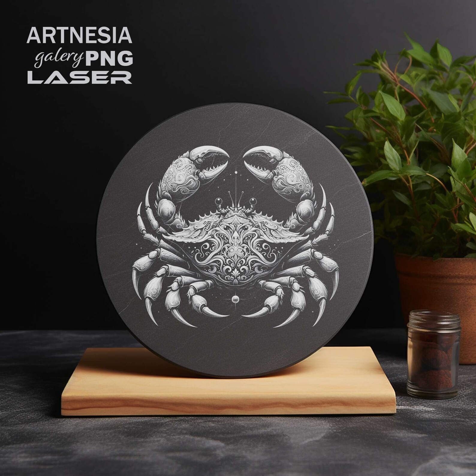 Fantasy Crab PNG Laser Engraving File for Slate Coaster, Laser Ready ...