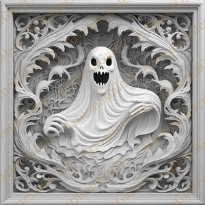 4 Ghost 3D Illusion PNG Laser Burn File, Digital Relief Design ...