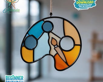Painters Stained Glass Pattern,Painters Suncatcher, Stained Glass Painting, Suncatcher Template, Home Decor, Crafting Gift, Wall Art