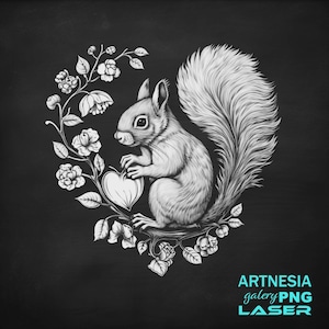 Squirrel v2 PNG Laser engraving file for Slate Coaster, Laser ready Design, Slate Coaster Engraved, CNC router files