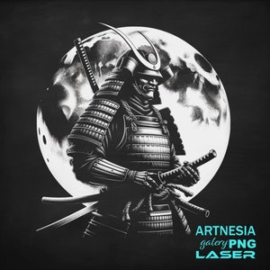 Samurai PNG Laser engraving file for Slate Coaster, Laser ready Design, Slate Coaster Engraved, CNC router files