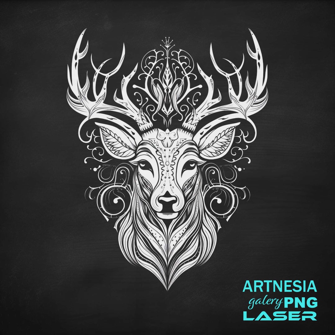 Deer Head V2 PNG Laser Engraving File for Slate Coaster, Laser Ready ...