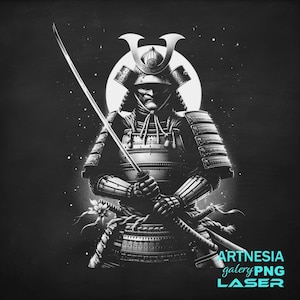Samurai v2 PNG Laser engraving file for Slate Coaster, Laser ready Design, Slate Coaster Engraved, CNC router files