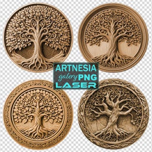 4 Árvore da vida V2 ilusão 3D PNG Arquivo de gravação a laser, design de relevo digital, arquivo gravado, laser, arquivo lightburn