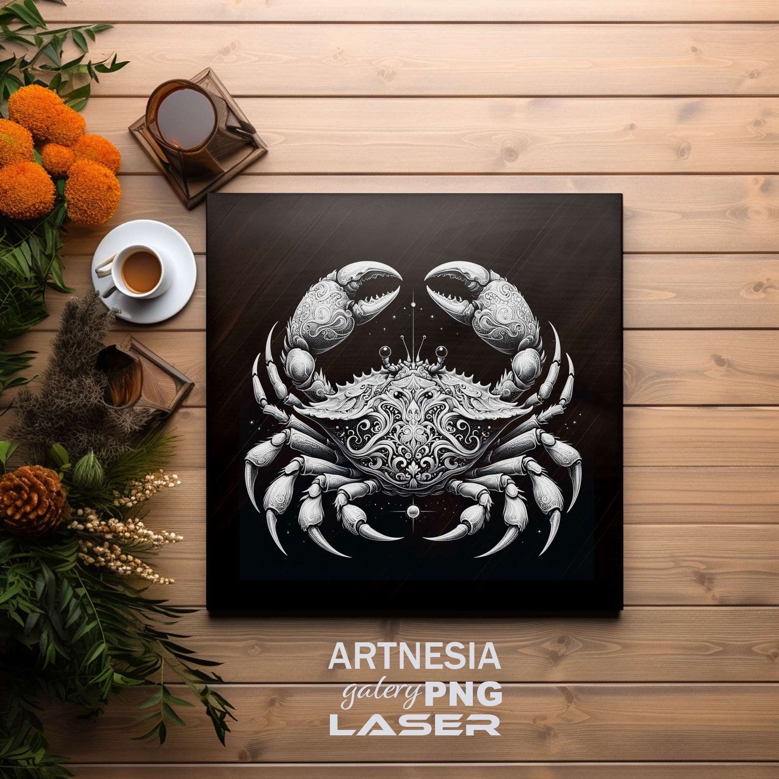 Fantasy Crab PNG Laser Engraving File for Slate Coaster, Laser Ready ...
