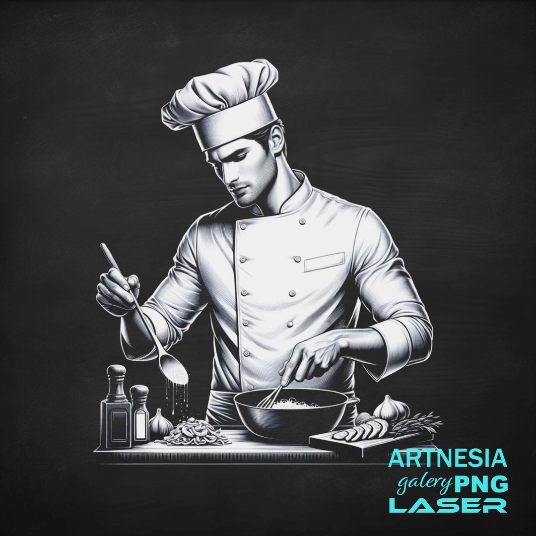 Chef Lazer Chef v2 PNG Laser engraving file for Slate Coaster, Laser ready Design ...