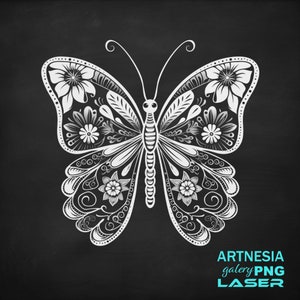 Butterfly v1 PNG Laser engraving file for Slate Coaster, Laser ready Design, Slate Coaster Engraved, CNC router files