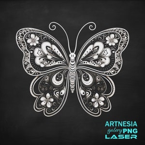 Butterfly v2 PNG Laser engraving file for Slate Coaster, Laser ready Design, Slate Coaster Engraved, CNC router files