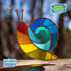 Slug Stained Glass Pattern, Slug Suncatcher, Snail Stained Glass, Suncatcher Template, Home Decor, Crafting Gift, Wall Art