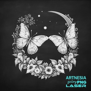 Butterfly v3 PNG Laser engraving file for Slate Coaster, Laser ready Design, Slate Coaster Engraved, CNC router files