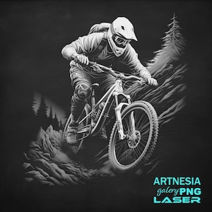 Downhill biker PNG Laser engraving file for Slate Coaster, Laser ready Design, Slate Coaster Engraved, CNC router files