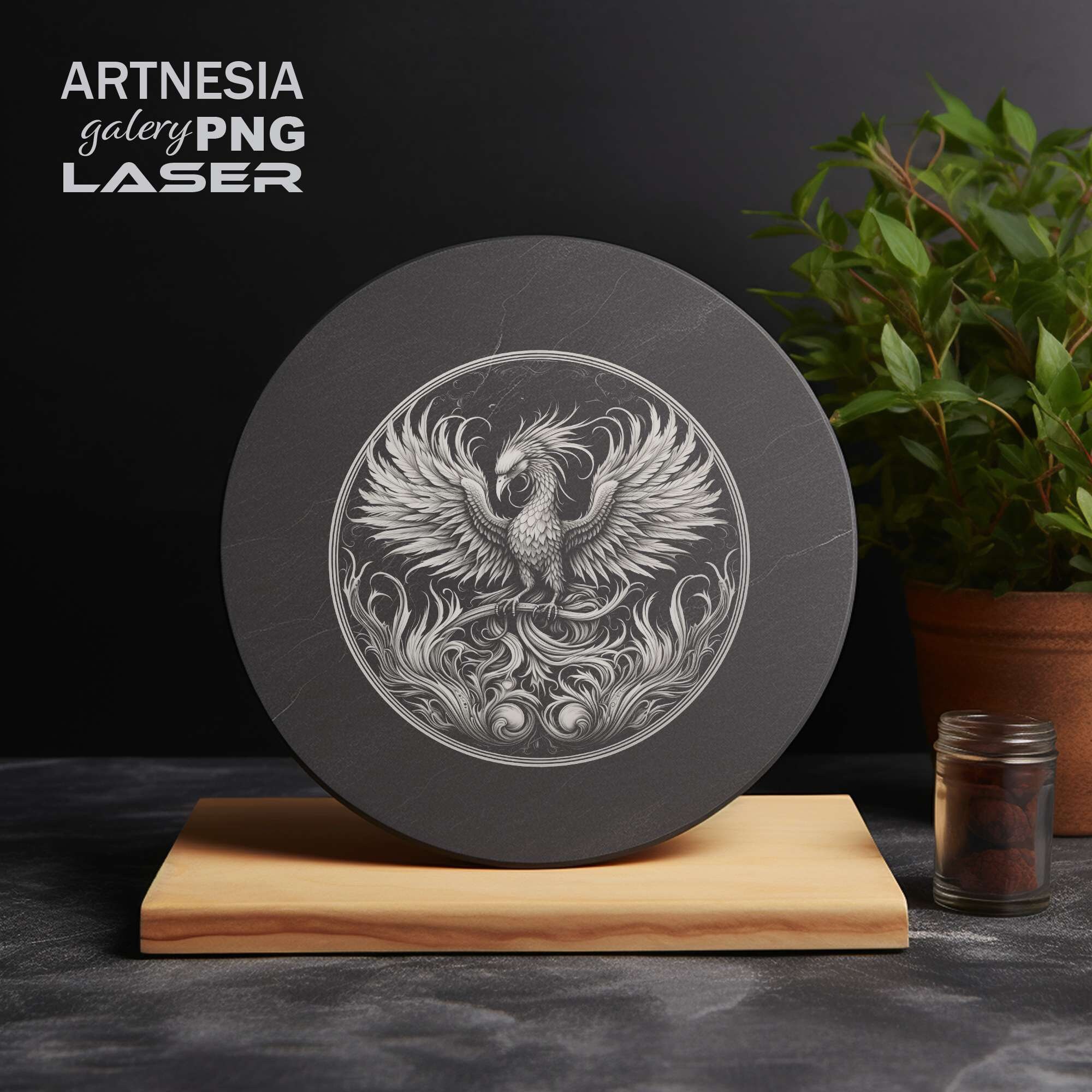 Phoenix V2 PNG Laser Engraving File for Slate Coaster, Laser Ready ...