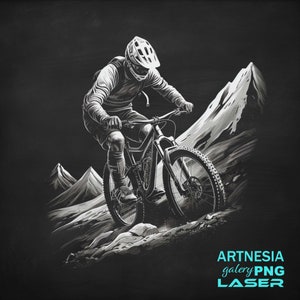 Downhill biker v2 PNG Laser engraving file for Slate Coaster, Laser ready Design, Slate Coaster Engraved, CNC router files