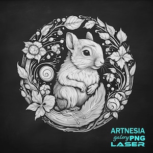 Squirrel PNG Laser engraving file for Slate Coaster, Laser ready Design, Slate Coaster Engraved, CNC router files