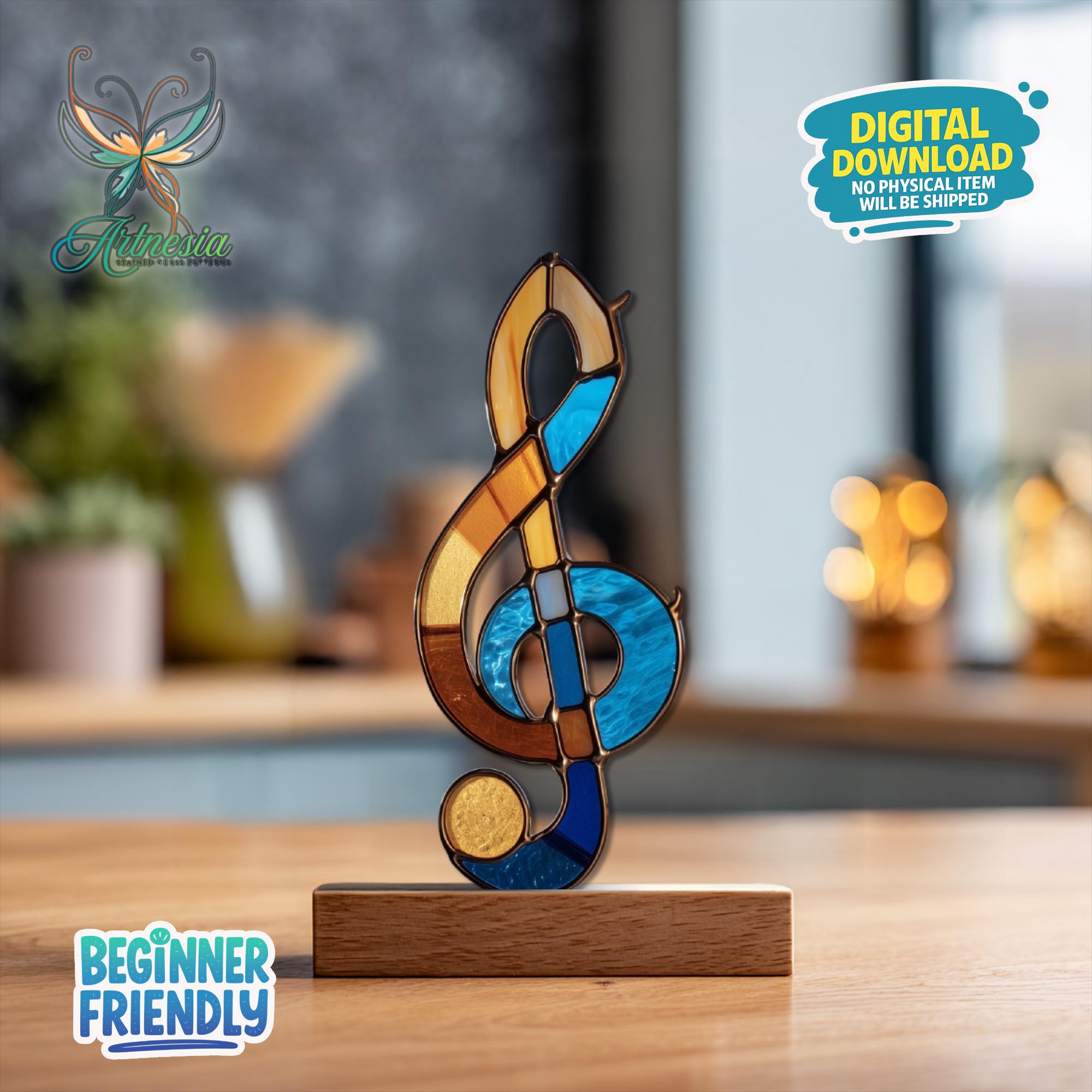 Music Notes Stained Glass Pattern, Musical Note Suncatcher, Stained ...