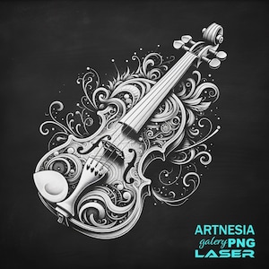 Violin V2 PNG Laser engraving file for Slate Coaster, Laser ready Design, Slate Coaster Engraved, CNC router files