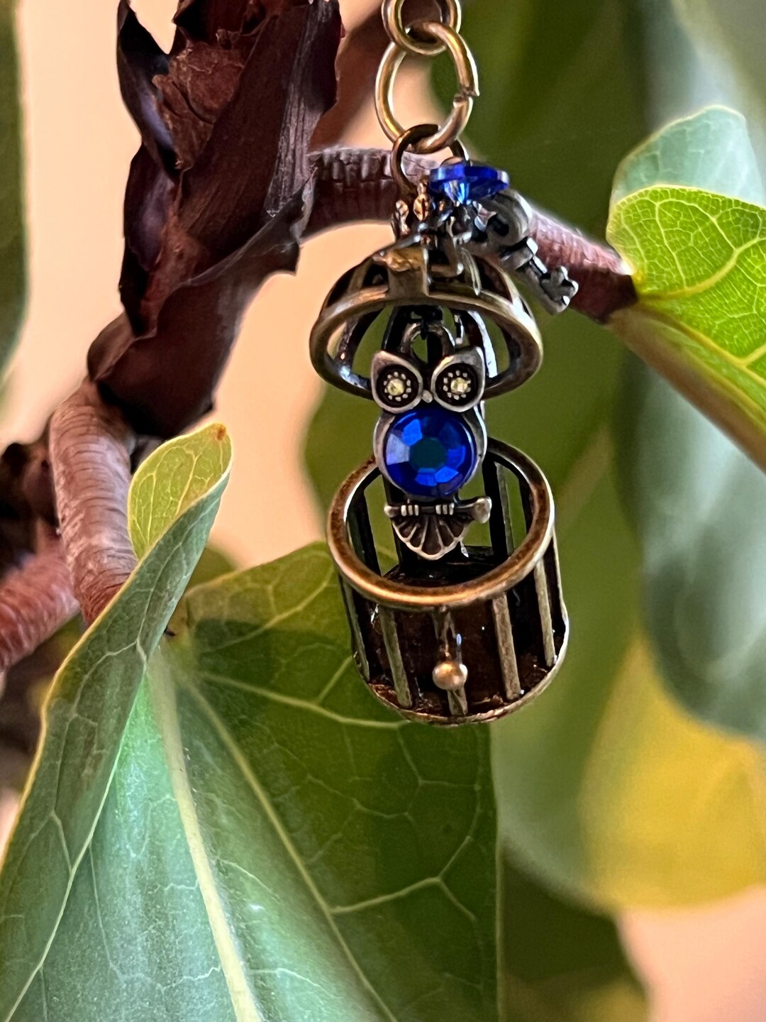 Wizard Inspired Owl Cage Keychain: Antique Bronze Birdcage Locket - Etsy