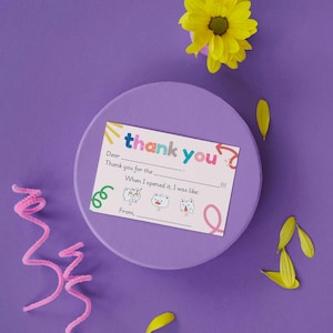 Niedliche Dankeschön-Postkarte für Kinder | Druckbare Fill-in-the-Blank-Vorlage | Digitaler Download | Spaß und einfache Dankbarkeitskarte für Kinder