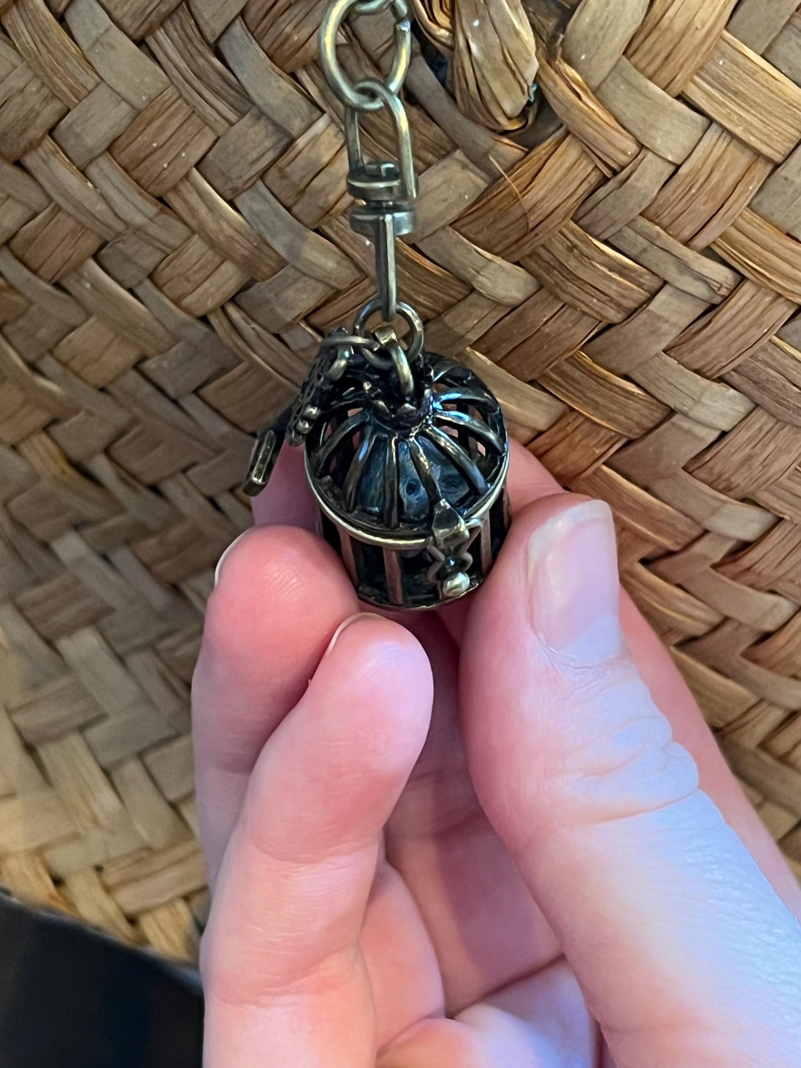 Rat in a Cage Keychain: Antique Bronze Birdcage Locket - Etsy