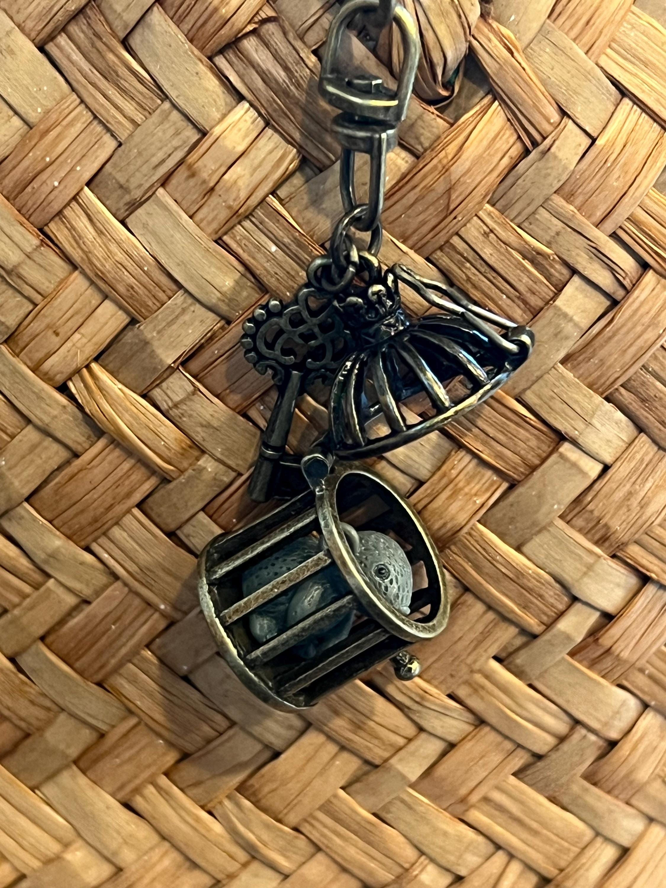 Rat in a Cage Keychain: Antique Bronze Birdcage Locket - Etsy