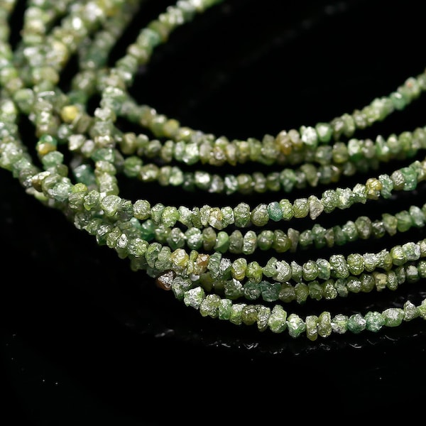 Perles rondes en diamant vert de qualité supérieure, perles de diamant brut brut de 2 à 3 mm, perles de diamant non taillées 100 % naturelles, bijoux tendance pour la fête des mères