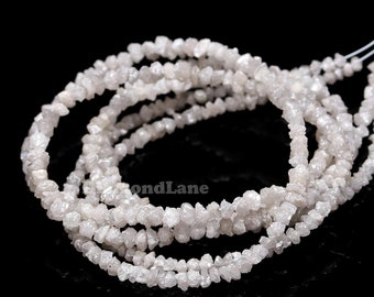Raw Rough Diamond Beads: 3mm Uncut Grey White Nuggets, 15 Inch Strand